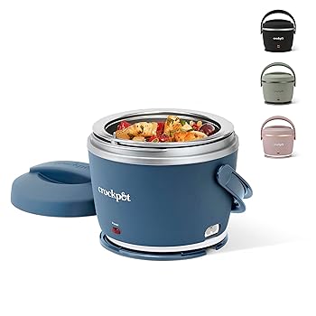 【中古】Crockpot Electric Lunch Box, Portable Food Warmer for On-the-Go, 20-Ounce, Faded Blue その他-家電