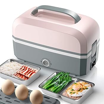 【中古】【未当て嵌める】1L灯し火暖房装置弁当箱、携帯型食料雑貨類取って置くウォーマー、PP取りはらい能力のあるなステンレス鋼鋼コンテナフードボックス付き添い人ミニ炊飯器、事務室および身寄り用 家電-その他