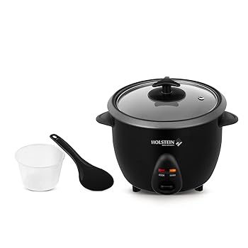【中古】Holstein Housewares 8-Cup Rice Cooker, Black - Convenient and User Friendly with Warm and Cook Function, Ideal for Rice, Quinoa, Oatmea