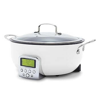 【中古】GreenPan Elite Essential Smart Electric 6QT Skillet Pot,Sear Saute Stir-Fry and Cook Rice, Healthy Ceramic Nonstick and Dishwasher Safe