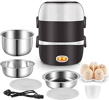 【中古】炊飯器、ミニ炊飯器、3層、（2L、200W、220V）ランチボックス、スチームクッカー付きインテリジェントスチームライス、取り外し可能