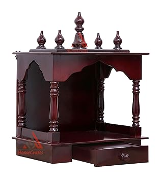 【中古】【未使用】Devyom Home Temple、木製寺院、家庭用のプージャマンディール(ウォールナット、L- 21 x 11 x 24インチ (幅x奥行x高さ))|AJIMURA-SHOP