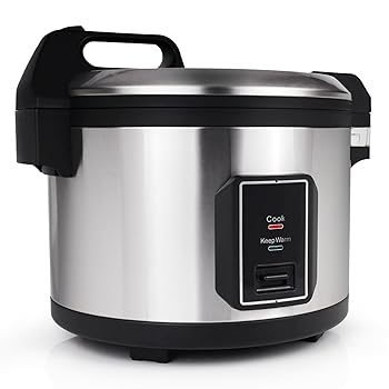 【中古】御役目用ステンレス鋼スチール写真炊飯器 - 職業的64優勝杯炊飯器(32優勝杯未膳立て) ノン突っ支い棒ポット\u0026蝶つがい付き添い人蓋付き添い人炊飯器 - 米計り