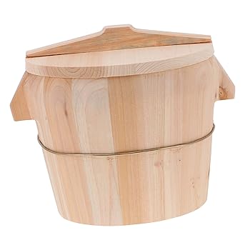 【中古】【未使用】OUNONA 1セット 炊飯器 ハンギリミキシングスチーマー アジアンライススチーマーポット キッチン用米びつ 木の寿司丼 スチームテーブルパン 米蒸