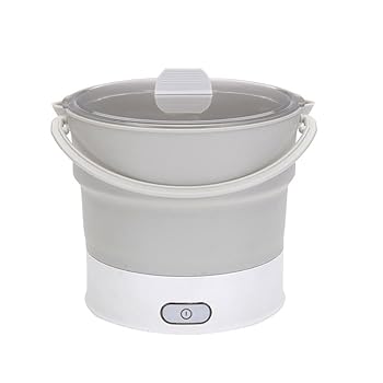 【中古】【未使用】折り畳み式 トラベル電気ポットクッカー 電動スキレットを折りたたむ 食品グレードのシリコーン調理器具 ラーメン、卵、スープ、ポリッジ、オー