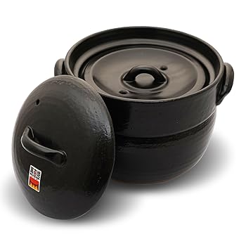 【中古】Banko Ware Earthenware Rice Cooker Donabe- Double-Lid Design for Fluffy Rice, English manual included for cooking rice, Even Heating \u0026
