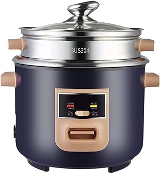 【中古】炊飯器と食品蒸し器 304 ステンレス鋼のライナー蒸し器でご飯を作り、健康的な食べ物と野菜を蒸し、お手入れが簡単、保温機能、3L