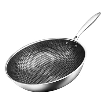 【中古】SHOWERORO ステンレス製中華なべ 焦げ付き防止鍋 朝食パン 調理器具パン 頑丈な中華鍋 ドーサパン キッチン調理鍋 オムレツパン 伝統的な中華鍋