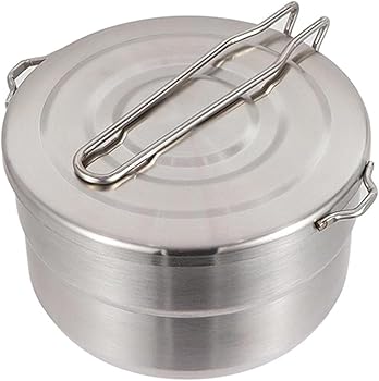 【中古】【未当て嵌める】TRQQO クッカーポット 1.5L 鍋 飯ごう 炊飯器難民キャンプ用 弁当箱 手持ち部分付き添い人 飯盒 飯ごう 弁当 難民キャンプ用 湯わかし 片手なべ 携帯型膳立て手道具