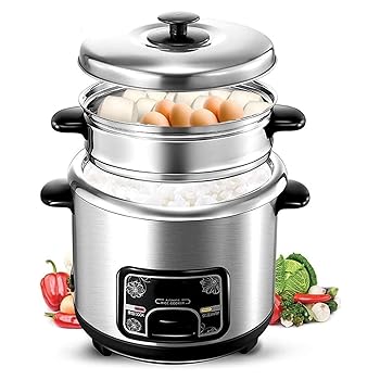 【中古】多機能電気炊飯器と蒸し器、ノンスティックポット電気食品炊飯器、保温機能付きミニ炊飯器ステンレス鋼6/3/2/1カップポータブルトラベルスチーマ|AJIMURA-SHOP