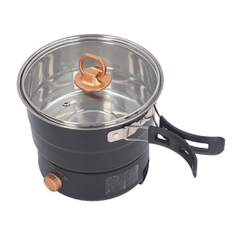 【中古】携帯型明かり炊飯器、110V US繋ぎ 500W 折りたたみ手持ち部分 ミニラーメン炊飯器 (黒)
