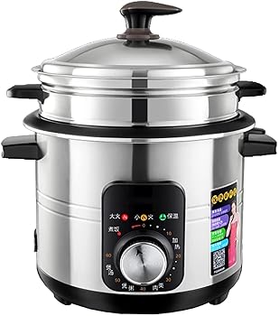 【中古】蒸し器付き炊飯器ステンレス製炊飯器、焦げ付き防止ライナー、温度調節可能、1?11人用(3L) ()