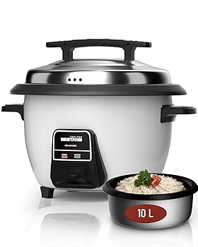 【中古】Wantjoin Rice Cooker - 42 Cups (Cooked) with Removable Non-Stick Bowl, 10L/10.56QT Commercial Stainless Rice Cooker with Keep Warm Func