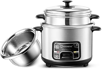 【中古】炊飯器-蒸し器201ステンレス炊飯器、ヘラと計量カップ付き、1?7人用(2L)()
