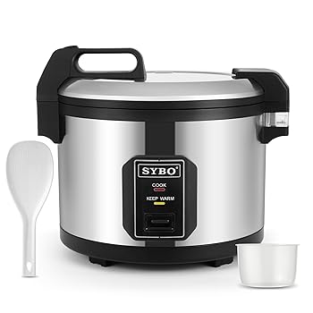 【中古】【未使用】SYBO Commercial Grade Rice Cooker/Warmer, 60 Cups with Hinged Lid, Stainless Steel Exterior, Non-Stick Insert Pot