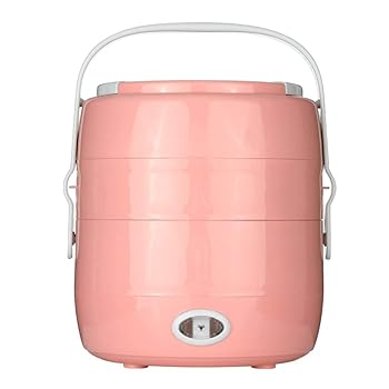 【中古】LIUOFHUA ミニ炊飯器電気ミールボックスランチボックス断熱ランチボックスポータブル電気加熱スチーマ,Pink