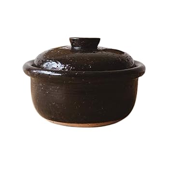 【中古】日本 どなべ かご 炊飯 鍋 2合 1200竓 黒