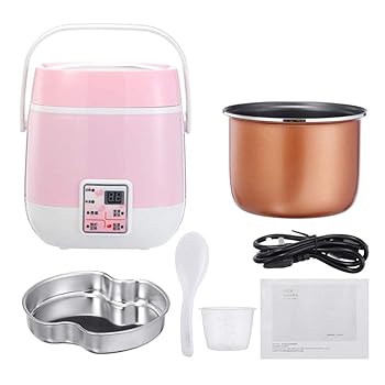 【中古】電気炊飯器多機能2層調理鍋食品蒸し器2-3人加熱ランチボックスフードウォーマー220ボルト,ピンク