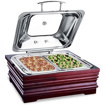 【中古】高級食品暖房ストーブ、ホットポット、ステンレス鋼油圧セルフサービスストーブ、アルコールブロック加熱セラミックスタイル6L正方形,C