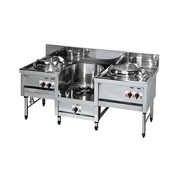 【中古】【未使用】業務用中華レンジ マルゼン maruzen 内管式デラックス型 3口レンジ イタメ釜＋スープ釜＋ソバ釜 MR-503 (都市ガス用)