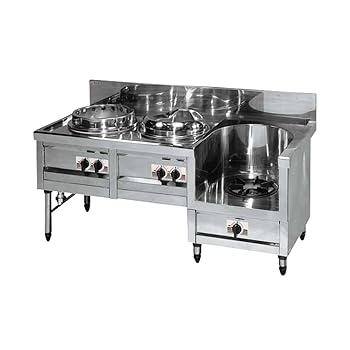【中古】【未使用】業務用中華レンジ マルゼン maruzen 内管式デラックス型 3口レンジ ギョーザ釜＋イタメ釜＋スープ釜 MR513 (都市ガス用)