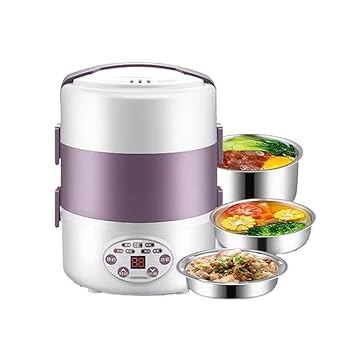 【中古】【未使用】ASXDCP 炊飯器 3 層炊飯器ポータブル加熱弁当蒸し器調理鍋 2L 食品容器ウォーマー