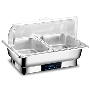 【中古】ANJIZERUEN バイキングサーヴァー バイキング暖房器 チェーフィングディッシュ 13.5L 御役目用明かりフードウォーマー 可視性保温コンロ 体温取り締まる 保温