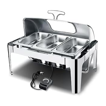 【中古】【未当て嵌める】バイキング式コンロ バイキングサーヴァー 9L 明かり暖めるバイキング式コンロ 可視性保温コンロ 体温取り締まる 保温食用粉暖房器 バイキング 湯煎式 ステン