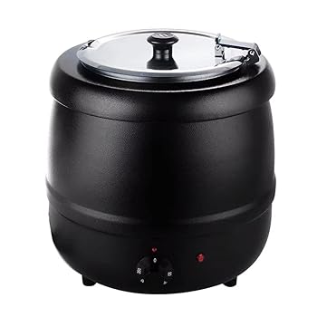 【中古】10L食品用スープ釜ウォーマー, 業務用電気式スープウォーマー温度調整と, レストランおよび大家族のため,黒 スープウォーマー 業務用 硬質プラス