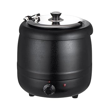 【中古】【未使用】食品用スープ釜ウォーマー, 業務用電気式スープウォーマー温度調整と, レストランおよび大家族のため (ブラック（プラスチック）,10L)