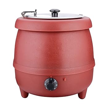 【中古】【未使用】10L食品用スープ釜ウォーマー, 業務用電気式スープウォーマー温度調整と, レストランおよび大家族のため, (レッド)