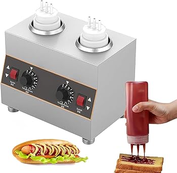 【中古】チーズソースウォーマー、スクイーズ付きソースボトルウォーマー、温度調節可能30-85℃、320Wジャム保温機、2*650MLポットチーズチョコレートソ｜AJIMURA-SHOP