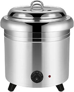【中古】【未使用】食品用スープ釜ウォーマー, 業務用電気式スープウォーマー温度調整と, レストランおよび大家族のため,ステンレス製 ，保温調理鍋，大容量，保温