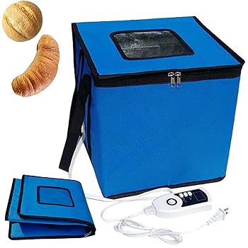 【中古】【未使用】ヒーター付き生地プルーファーボックス、折りたたみ発酵バッグ、1-60°Cの温度制御付き再利用可能なサワー生地スタータージャー、パンヨーグルト