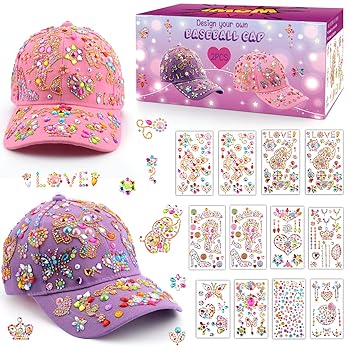 【中古】Christmas Gifts for Girls Decorate Your Own Baseball Cap with 12 Sheets Unicorn Gem Stickers, Fun Arts and Crafts Kit for Kids Age 4-12
