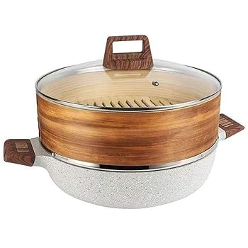 【中古】【未使用】n/a 麦飯石スチーマーノンスティックスープ鍋大容量、高温度粥健康シチューウォック火災ホームガス炊飯器ユニバーサル(28CM)
