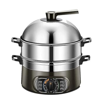 【中古】n/a 食品スチーマー、ステンレス鋼、ステンレス鋼の食糧汽船電気スチーマー付きガラス蓋過熱保護、複数の防水ベント安定滑り止め