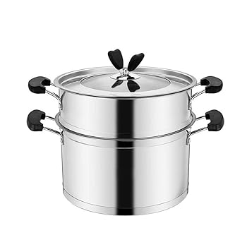 【中古】【未当て嵌める】n/a ステンレス鋼鋼の奥ふかさの2階スチーマー膳立て物の具鍋醤油鍋マルチレイヤボイラー