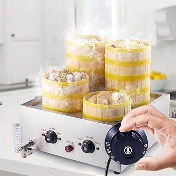 【中古】4穴電気パンスチーマー、業務用食品パンスチーマー、ステンレス鋼家庭用パンスチーマー、30-110°C温度、乾燥調理アラーム、ホームセンターカフ
