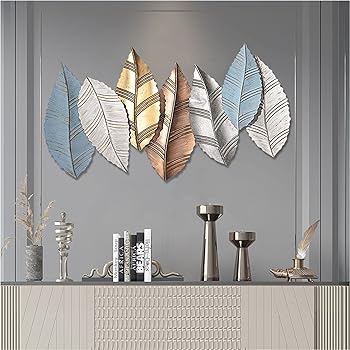 【中古】Wanddeko金属元素、3D Handgemachte Wandskulpturen、Wandh?nger3D Kreative Blattform Metallbild WandReife、F?rArbeitszimmer/Wohnzimmer/Sch
