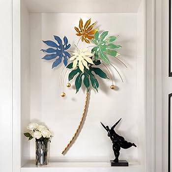 【中古】【未当て嵌める】Wanddeko金属元素、金属元素 - ワンドビルダ州、3D Wandbild Aus金属元素Bl?tter、WandReelief、F?rarbeitszimmer/Wohnzimmer/Schlafzimmer/Kunstwer その他-インテリア・寝具・収納