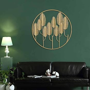 【中古】Wanddeko金属元素、3D Wandbild Aus金属元素Bl?tter、Wandskulptur金属元素、Wandskulpturen Einzigartge Deko Terrassendeko WandReelief Abstrakt G