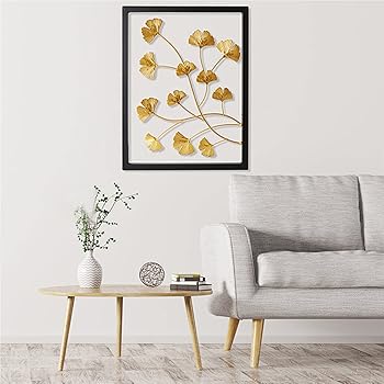 【中古】【未当て嵌める】Wanddeko金属元素、3D Wandbild Aus金属元素Bl?tter、Wandskulptur金属元素、Einzigartge Deko Terrassedeko WandReelief Abstrakt Geschenk Designer