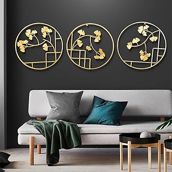 【中古】3つのSt?ckWanddekoのメタル、ワンドシュマックのWandskulpturメタル、3D kreativeのブラットフォームwandreife、F?rarbeitszimmer/Wohnzimmer