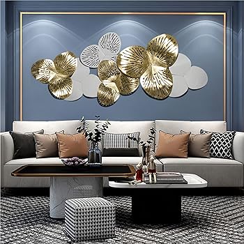 【中古】Wanddeko金属元素、3D Wandbild Aus金属元素Bl?tter、Wandskulptur金属元素、Einzigartge Deko Terrasseeko WandReelief Abstrakt Geschenk設計者