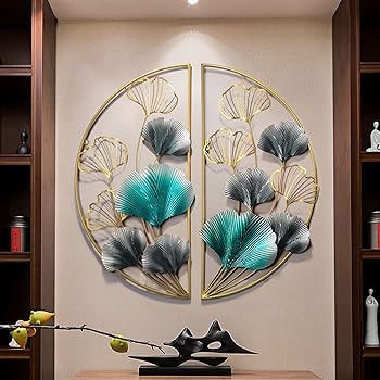 【中古】Wanddeko金属元素、3D Wandbild Aus金属元素Bl?tter、Wandskulptur金属元素、Einzigartge Deko Terrassendeko WandReelief Abstrakt Geschenk Designe