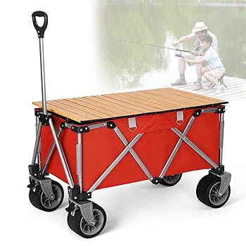 【中古】ヘビーデューティービーチワゴン、ありがた味室外キャンプガーデンカート、コンパクトハンドカートポータブルショッピングカート手押し車、