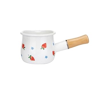 【中古】n/a エナメルコーヒーミルクポットウッドハンドルパン調理器具朝食オートミールクッキングガスストーブ誘導パン
