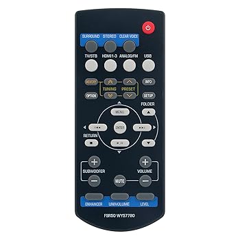 【中古】【未使用】FSR50 WY57780 交換用リモコン ヤマハホームシアターサウンドバーシステム YHTS401BL SR301 NSBR301 YHT-S401 YHT-S401BL SR-301 NS-BR301 YHTS4