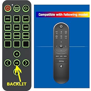 【中古】Ultimea Apollo Nova S50 Dolby U2120サウンドバー用交換用リモコン (グリーンのバックライトと特大ボタン付き)